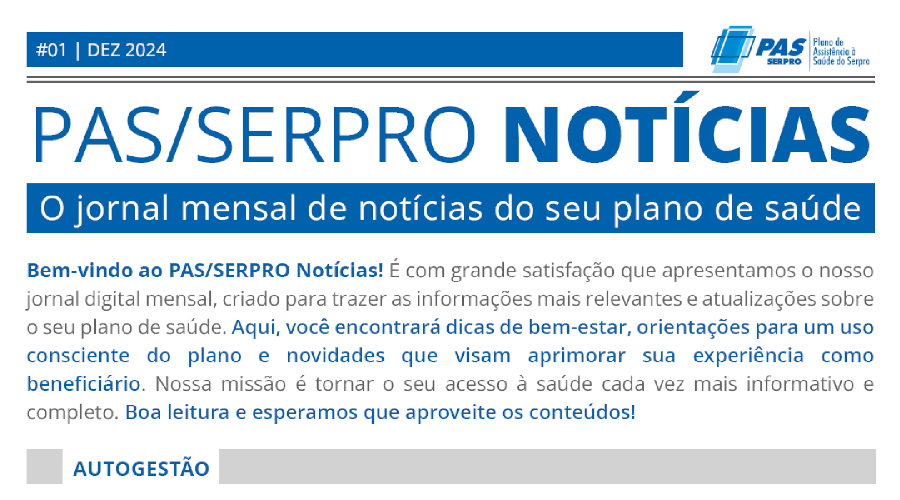 PAS-Serpro lança jornal mensal digital